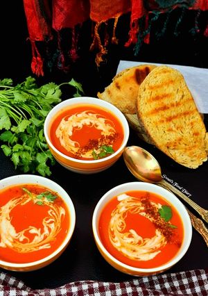 A picture of Tomato Carrot & Beetroot Soup.