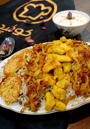 عکسی از دستور پلو ترکیبی(پلو لوبیا چشم بلبلی و مرغ)