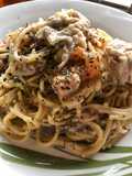Spaghetti con mariscos en salsa blanca 🍝 🦐