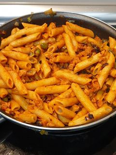 Una foto de Macarrones integrales con soja