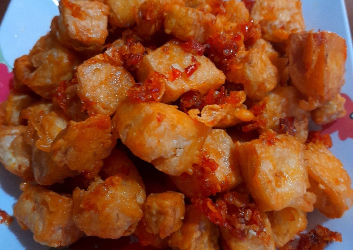 Tahu tempe goreng pedas manis