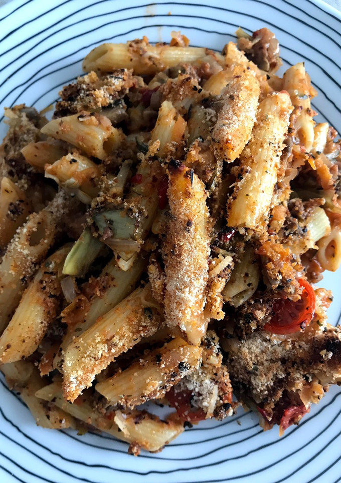 Una foto de Macarrones con verduras rematados al horno