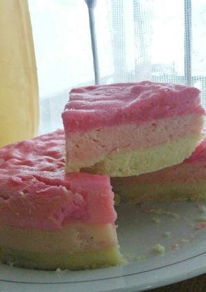 Foto resep Pink Ombre Steamed Cake