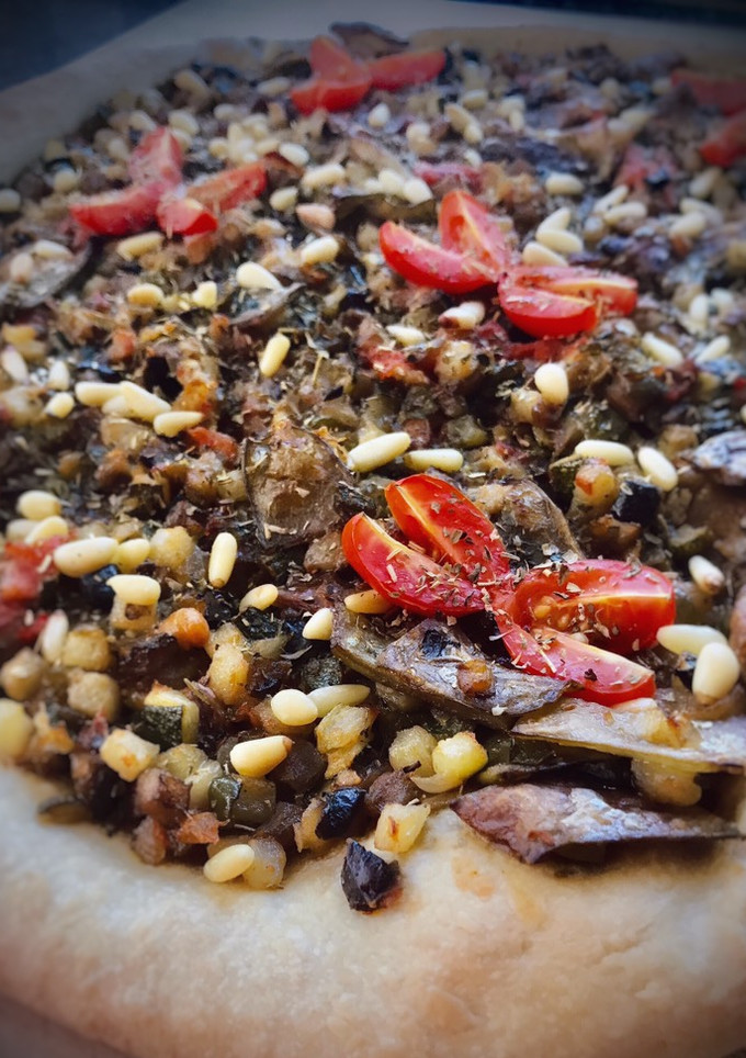 Una foto de Coca casera de verduras de la huerta