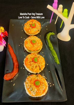 A picture of Crispy Bread Mix Veg Gold Coins - Indian Taste Continental Starter Bites - Shallow Fry Tawa Recipe.