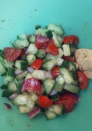 A picture of Greek Cucumber Salad.