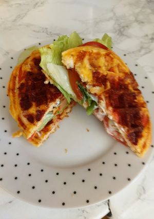 A picture of My pepperoni salad chaffle.