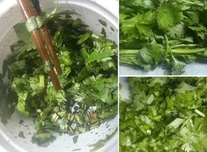 Una foto de Cilantro con salsa de Soya