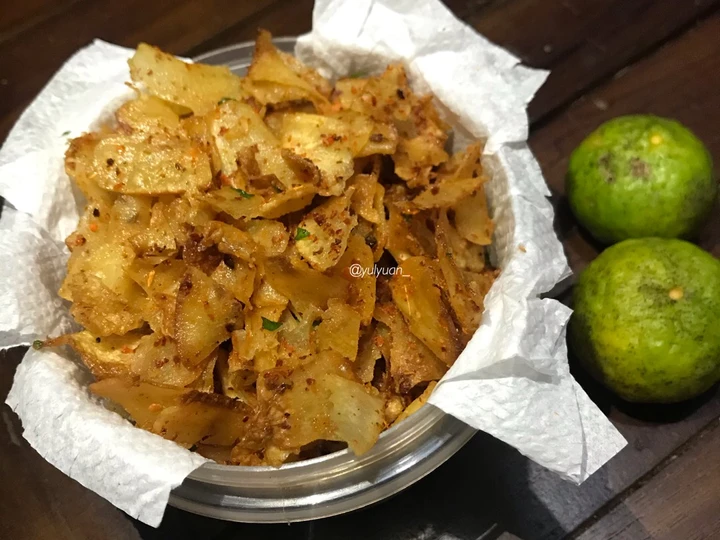 Langkah Gampang Membuat Resep Keripik Singkong Pedas Jingkar yang Enak Banget Anti Ribet, Lezat Sekali