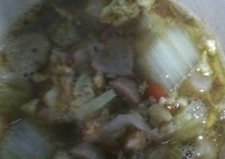 Tumis sawi, telur, bakso