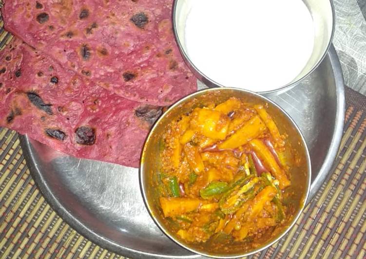 Recipe of Award-winning Beetroot paratha with curd and sabji