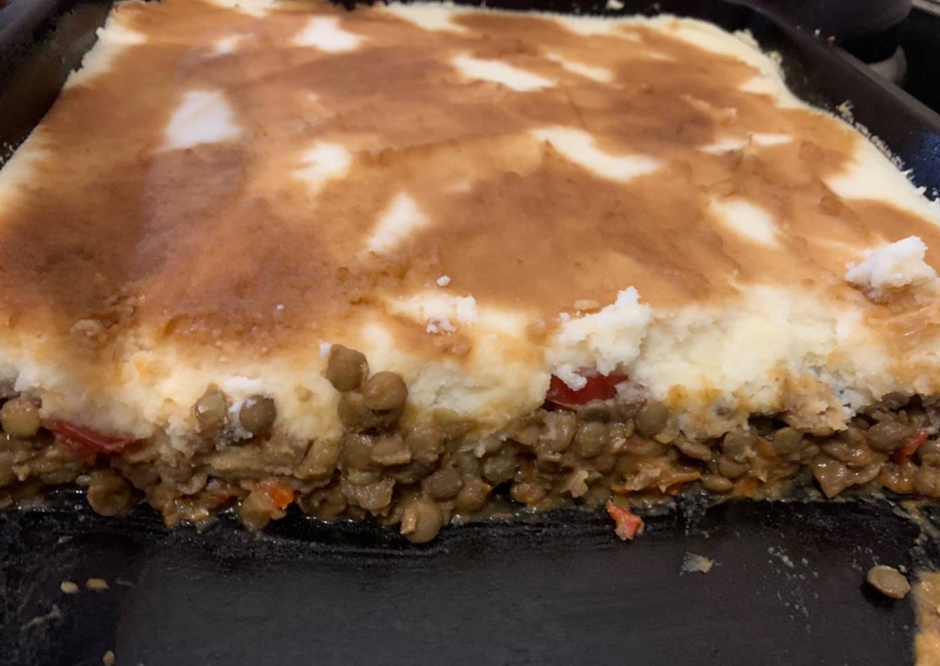 Pastel de papas y lentejas