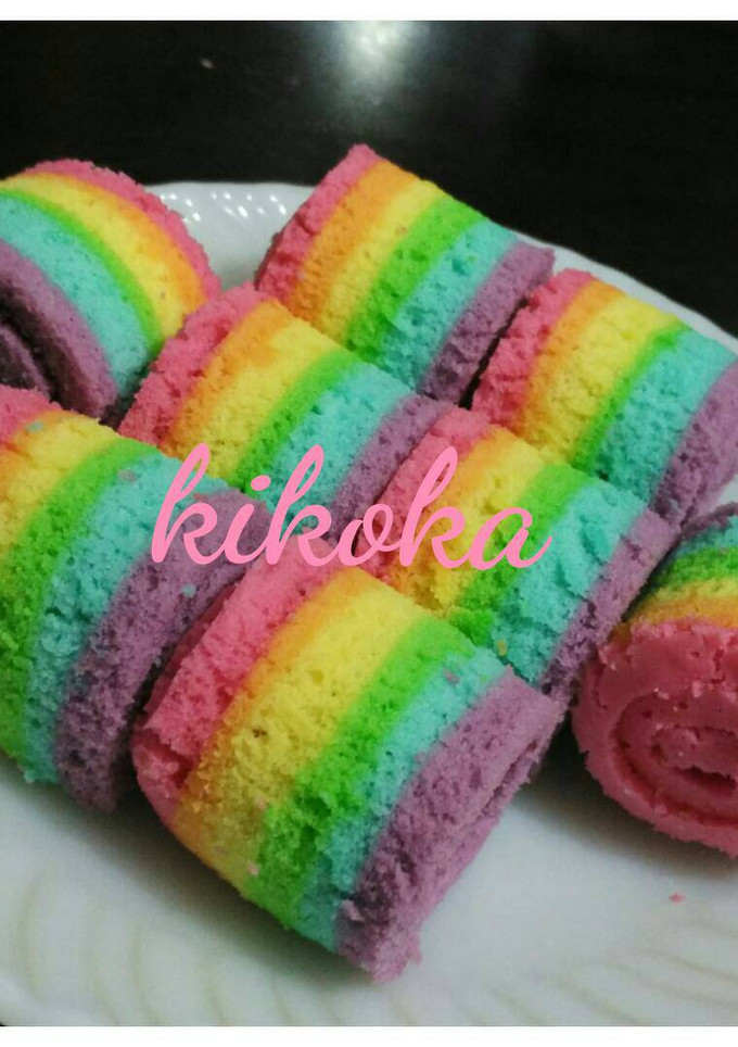 Foto resep Mini Rainbow Roll Cake