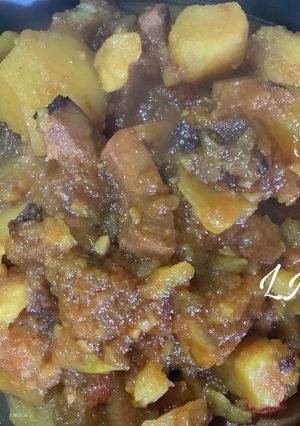 Una foto de Patatas con choco al estilo de mi casa