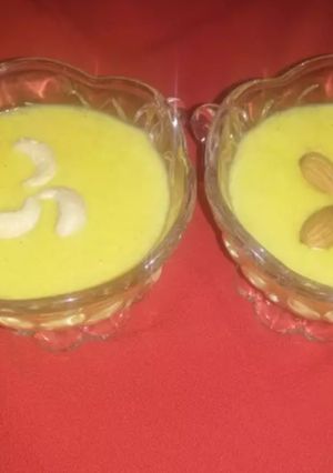 A picture of Shahi kesar phirni.