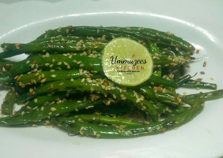 Easiest Way to Prepare Perfect Beans in toasted sesame and lemon juice