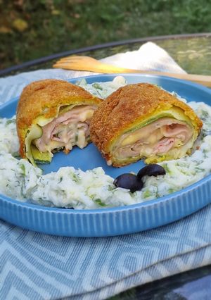 Töltött, rántott cukkinitekercs (vegán) recept fotója