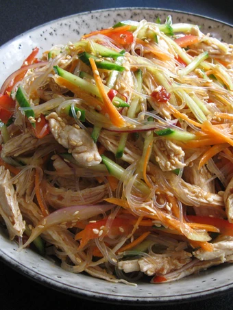 Easy Steps to Make Recipe Spicy Chicken &amp; Harusame Salad that is Can Pamper Your Tongue, Really Delicious}