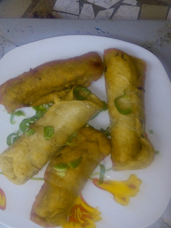 A picture of Fish n meat rolls.
