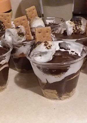 A picture of Smores indoors.
