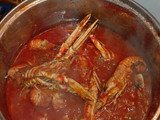 Cigalas en salsa navideña "elaboración propia"