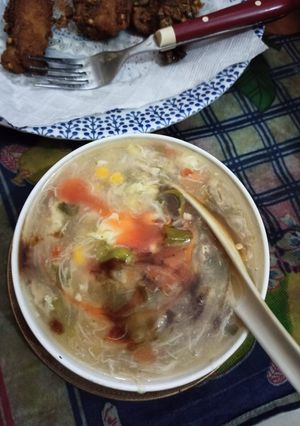 A picture of Chicken corn soup.