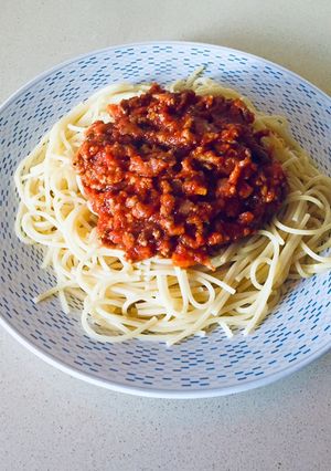 Una foto de Espaguetis con carne picada