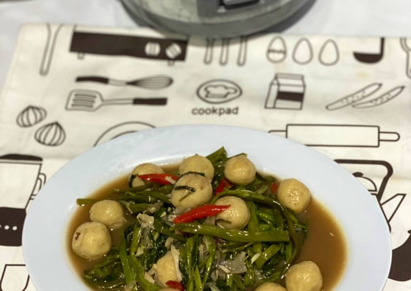 Tumis Kangkung Baso Tempe