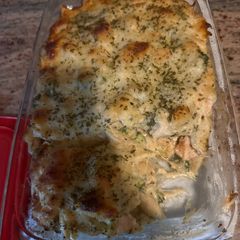 A picture of Baked Chicken Alfredo Pasta.