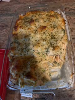 A picture of Baked Chicken Alfredo Pasta.