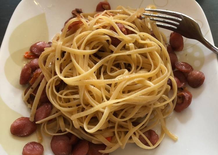 makanan Spaghetti Aglio Olio Jadi, Sempurna