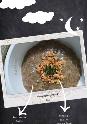 Foto resep MPASI 8m bubur beras merah ikan salmon (4 bintang)
