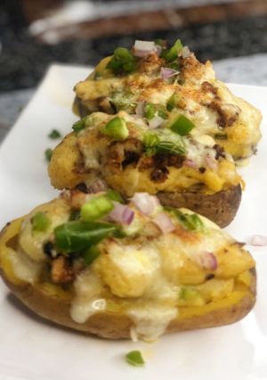 A picture of Loaded baked potatoes.