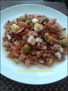 Una foto de Ensalada de lentejas con vinagreta de lima