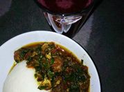 A picture of fish vegetable soup