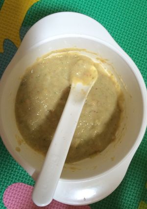 Foto resep Mpasi 7 bulan (nasi merah, ayam, tempe)