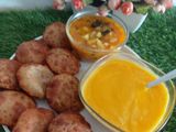 Amaranth Flour(rajgiriatta) Poori with Potato Veg, with Mango Ras