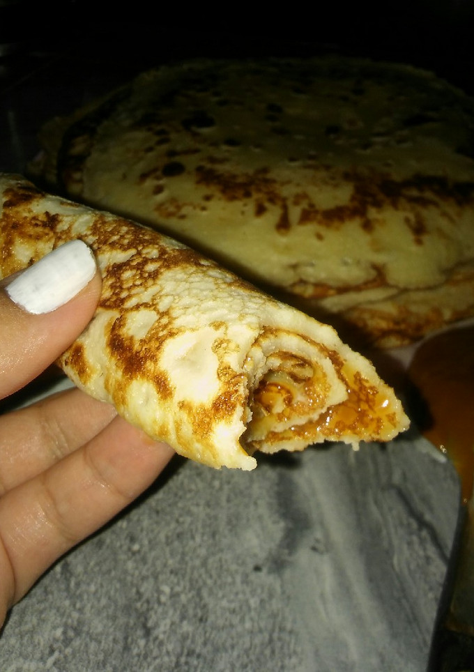 Una foto de Panqueques con dulce de leche