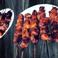 A picture of Filipino Style Pork and Chicken Barbecue.