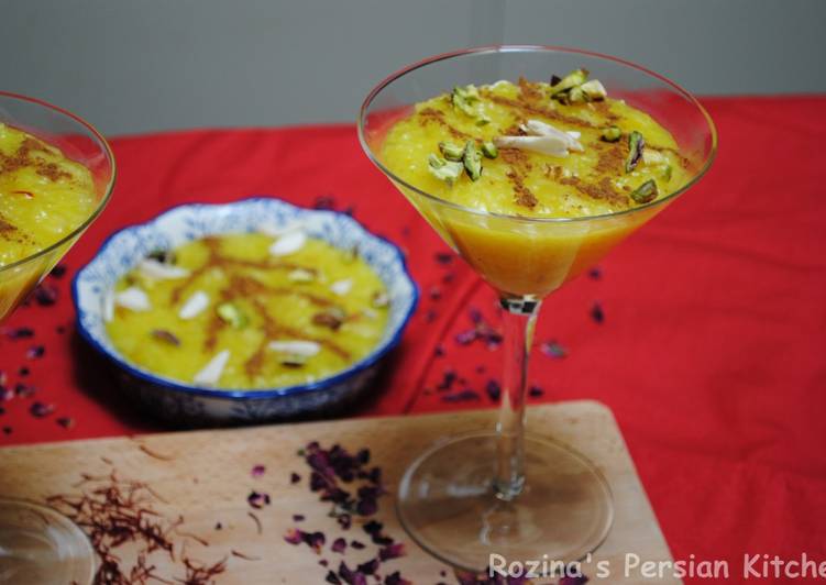 Easiest Way to Prepare Quick Persian saffron rice pudding (Sholeh zard)