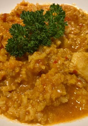 Una foto de Arroz caldoso con pollo