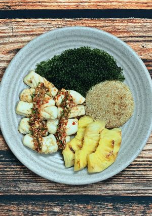 Hình của món Mực ống hấp sả - chanh mắm Thái [Eat clean - Lose weight].