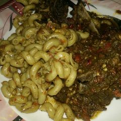 Macaroni jolof wit pepper soup A picture of Macaroni jolof wit pepper soup.