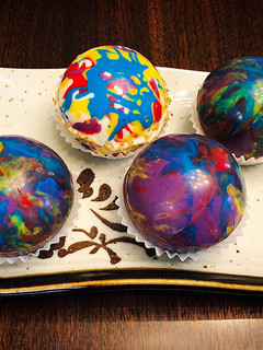A picture of Colorful Homemade Chocolate Bombs.