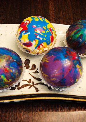 A picture of Colorful Homemade Chocolate Bombs.