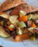 Verduras con vino tinto