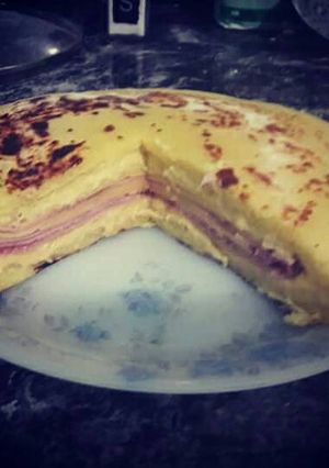Una foto de Crepe de papas con jamón y queso