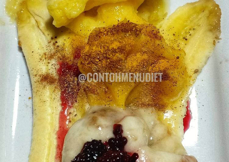 Resep Eskrim vegan no gula tepung pisang labu nanas banana split yang simpel