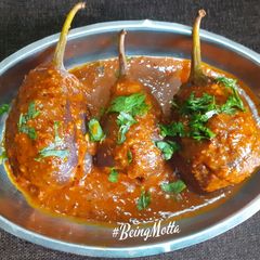 A picture of Bharli Vangi / Stuffed Brinjal.