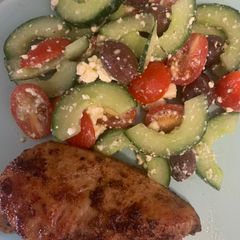 A picture of Cajun Chicken Breasts & Easy Greek Salad.